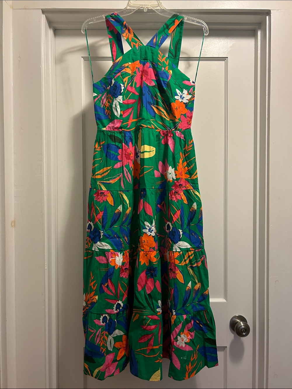 J. Crew Green Floral Print Women’s Sleeveless Dress with Bright Accents - 4, NWT